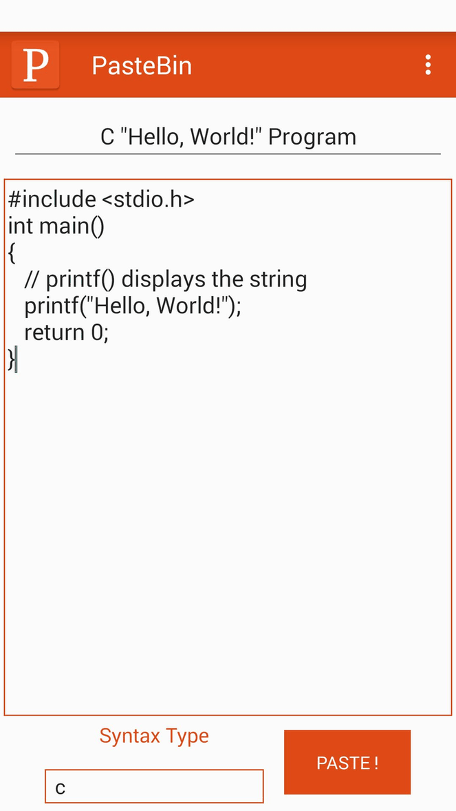 PasteBin screenshot