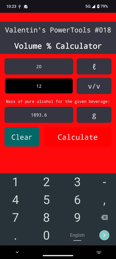 Volume Percent Calcul screenshot