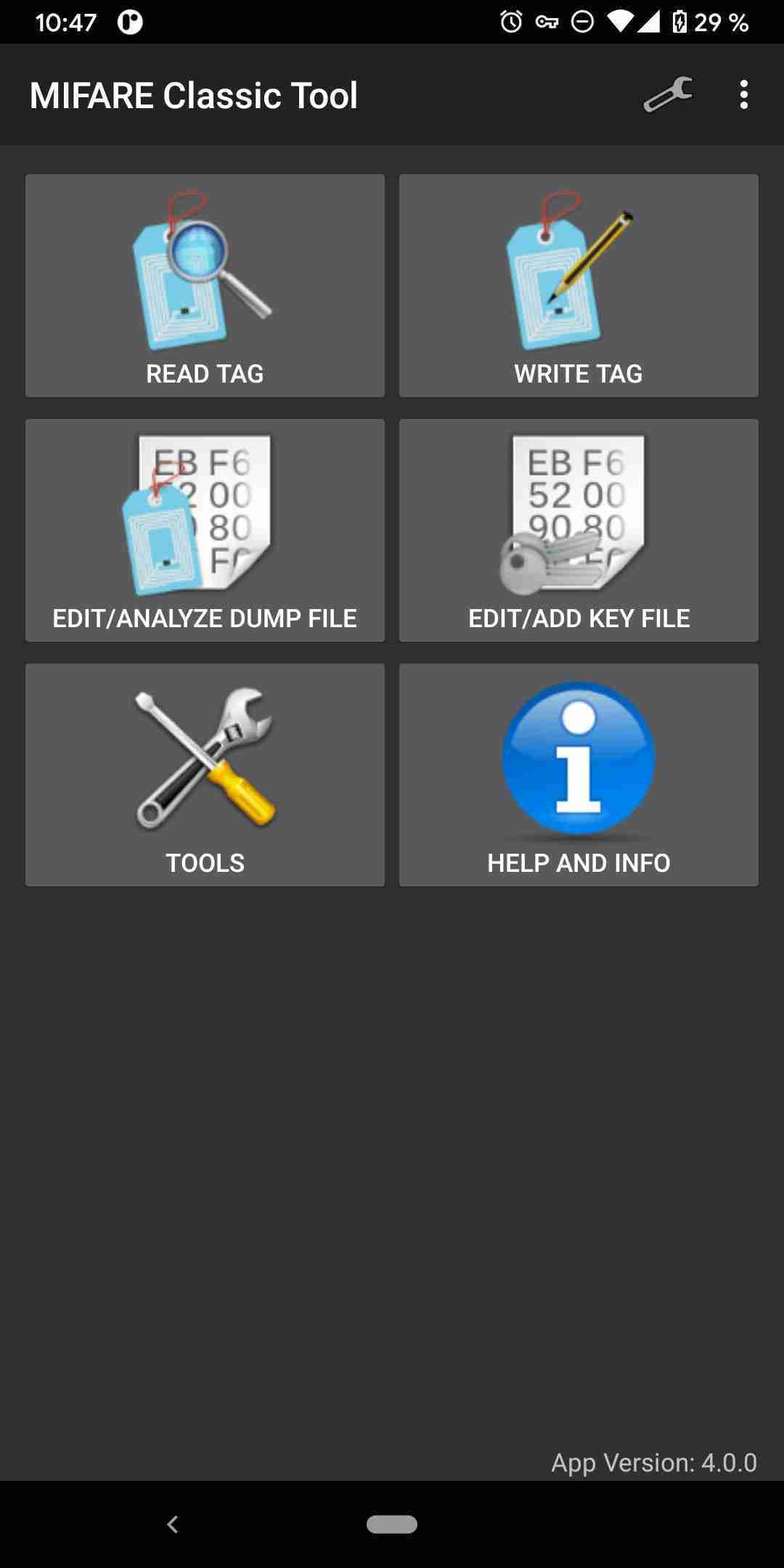 MIFARE Classic Tool screenshot