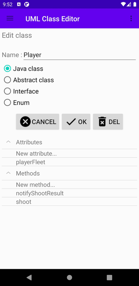 UML Class Editor screenshot