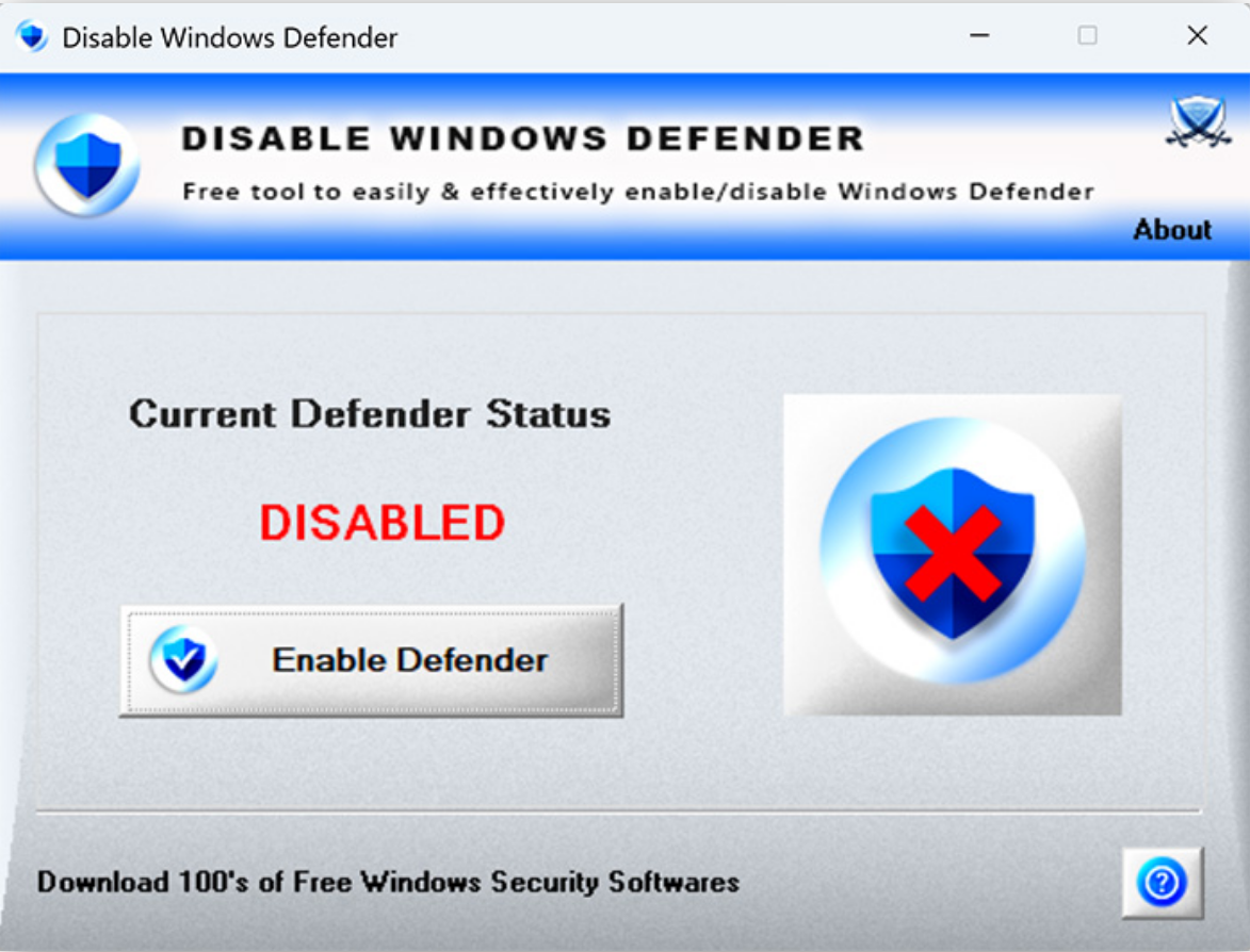 Disable Windows Defender screenshot