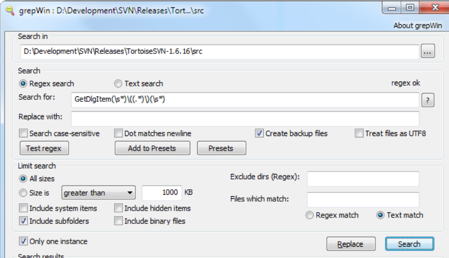 GrepWin screenshot