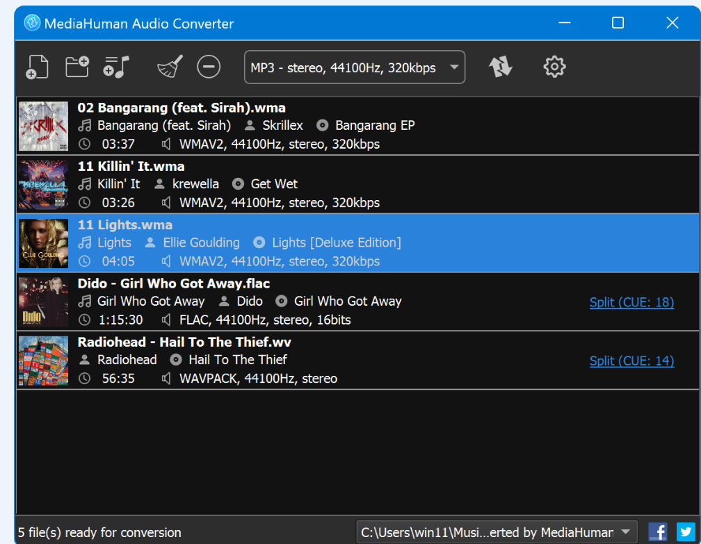 MediaHuman Audio Converter screenshot