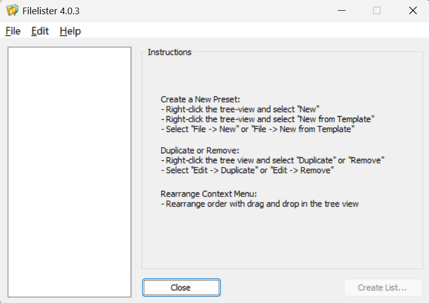 Filelister screenshot