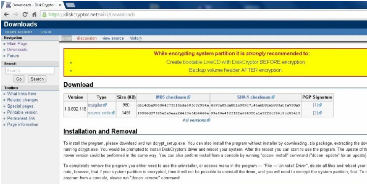 DiskCryptor screenshot