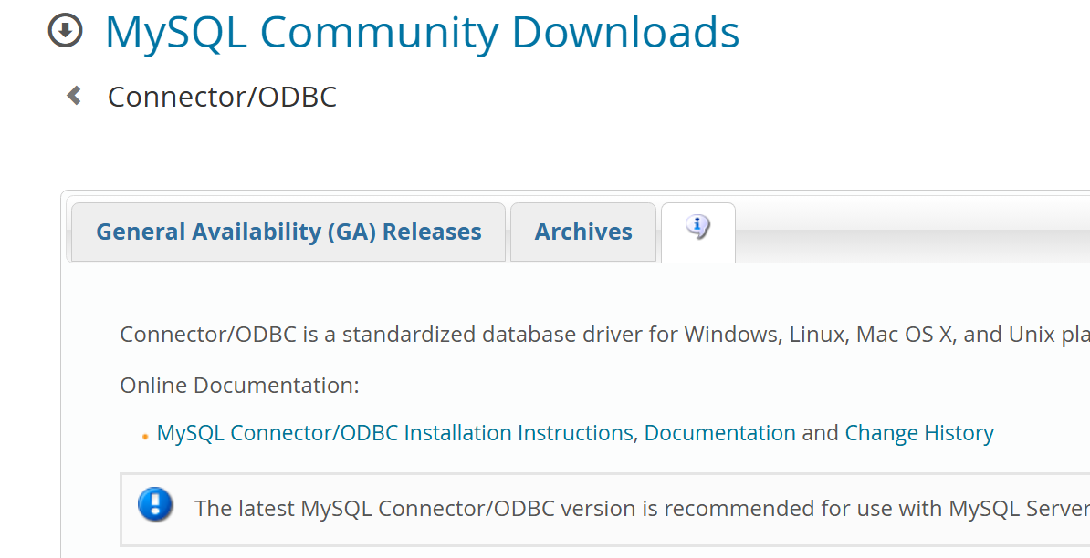 MySQL Connector/ODBC screenshot