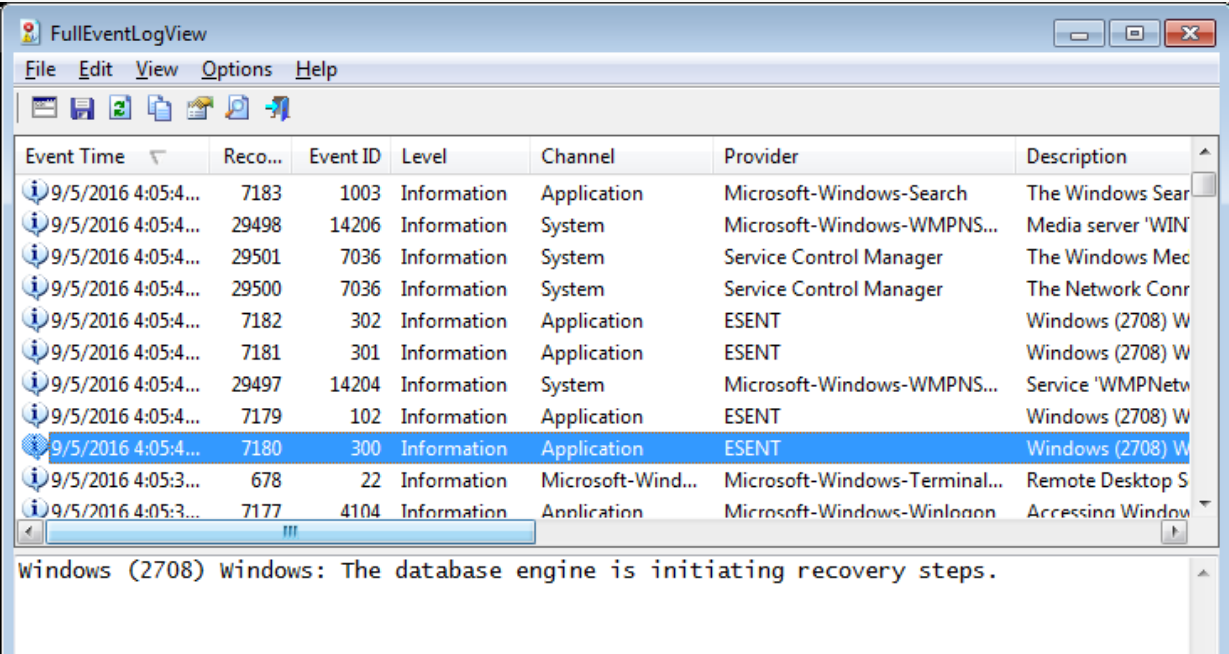 FullEventLogView screenshot