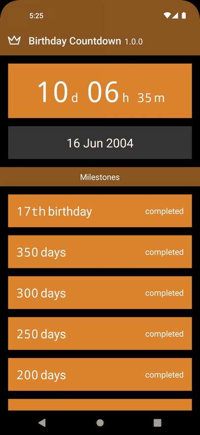 Birthday Countdown screenshot