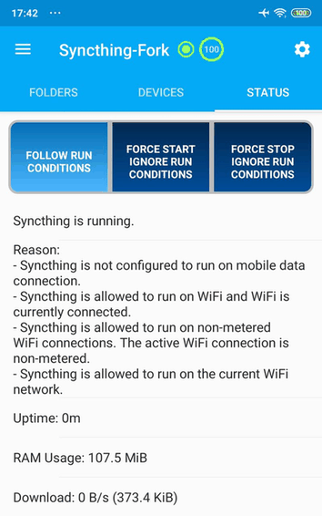 Syncthing-Fork screenshot