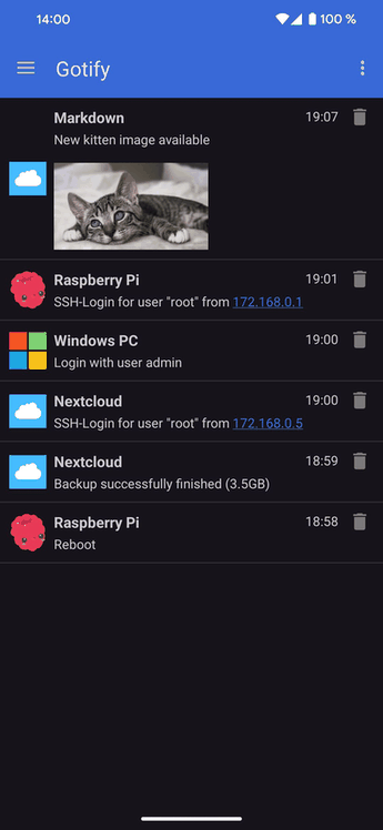 Gotify screenshot