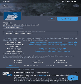 Tusky screenshot