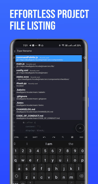 Acode editor screenshot
