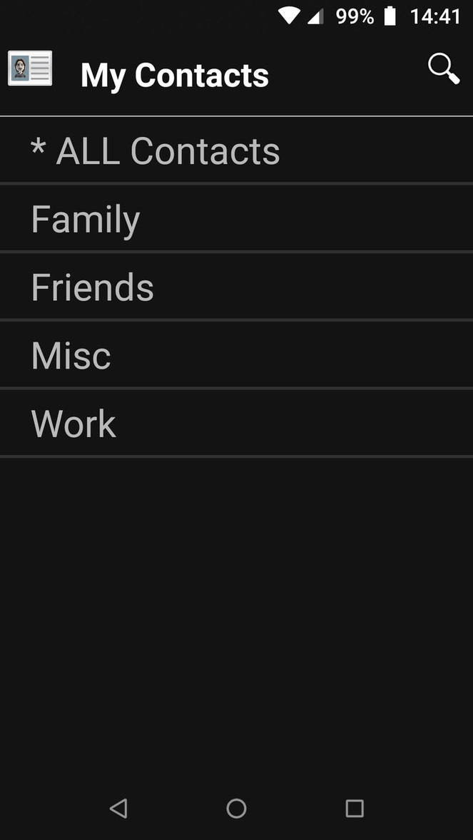 Contacts screenshot