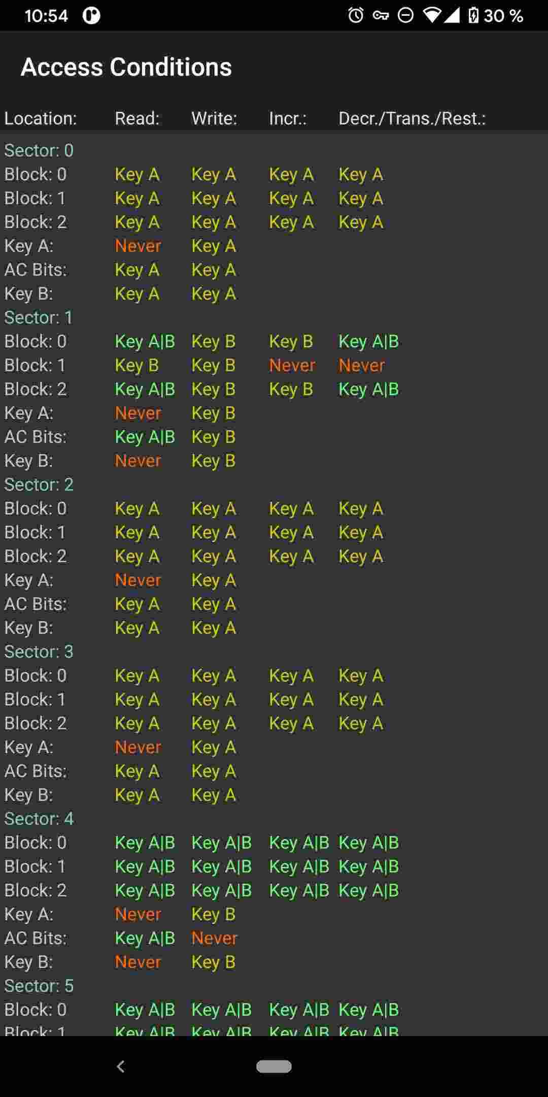 MIFARE Classic Tool screenshot