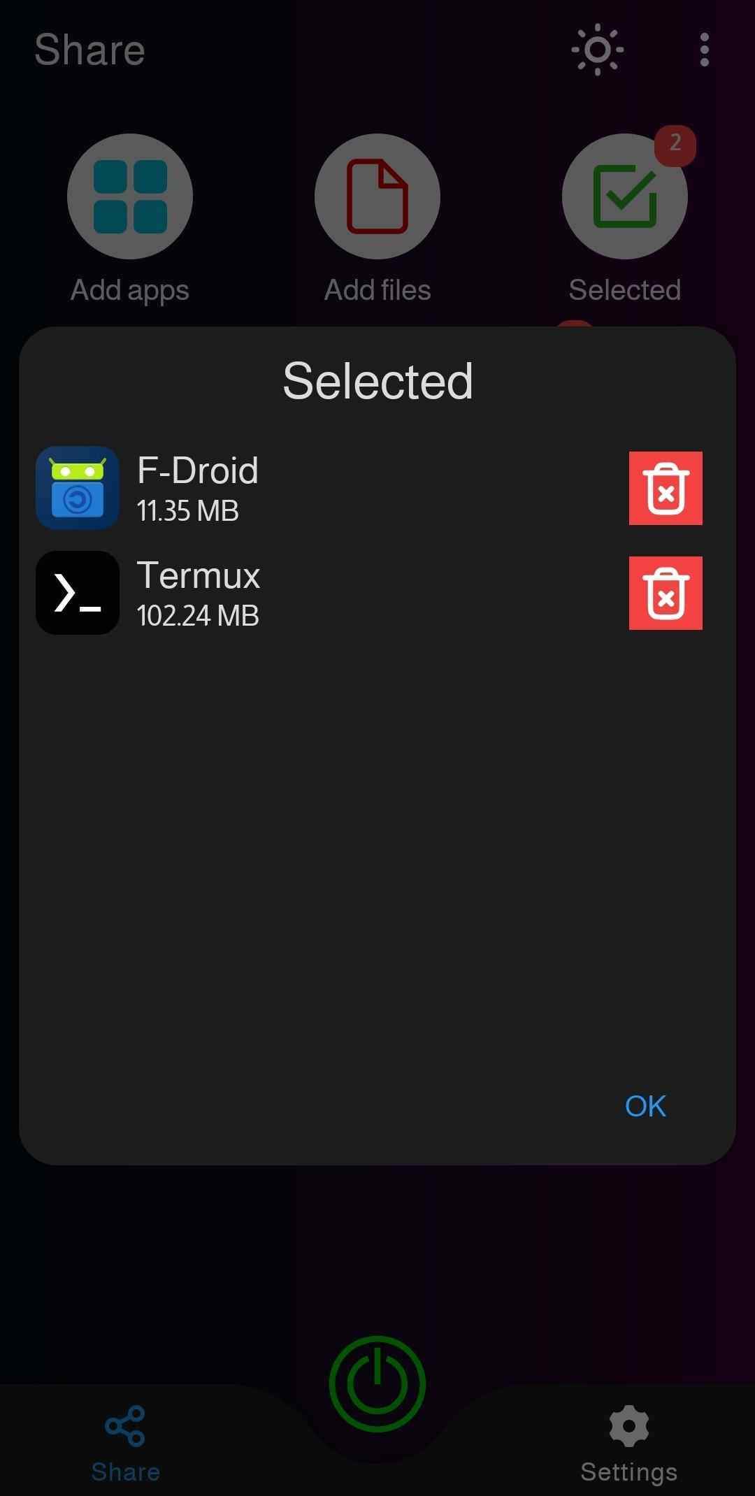 Sharing screenshot