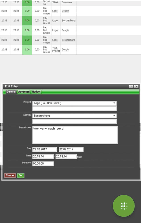Kimai TimeTracker screenshot