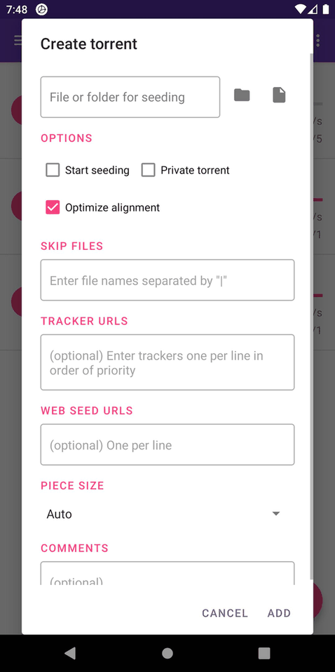 LibreTorrent screenshot