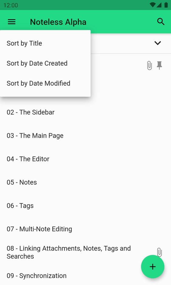 Noteless screenshot