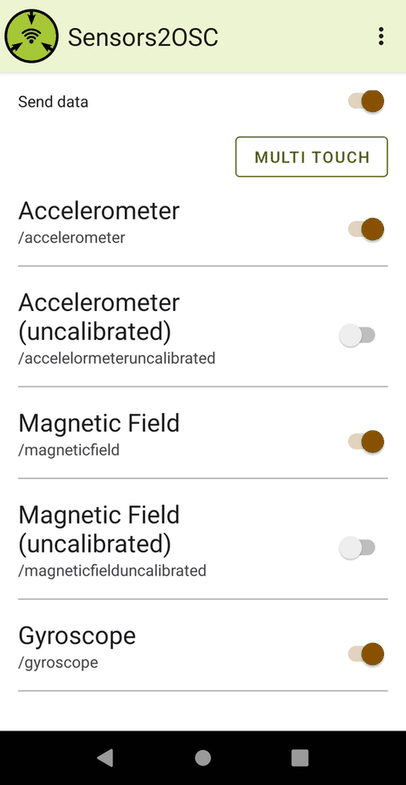 Sensors2OSC screenshot