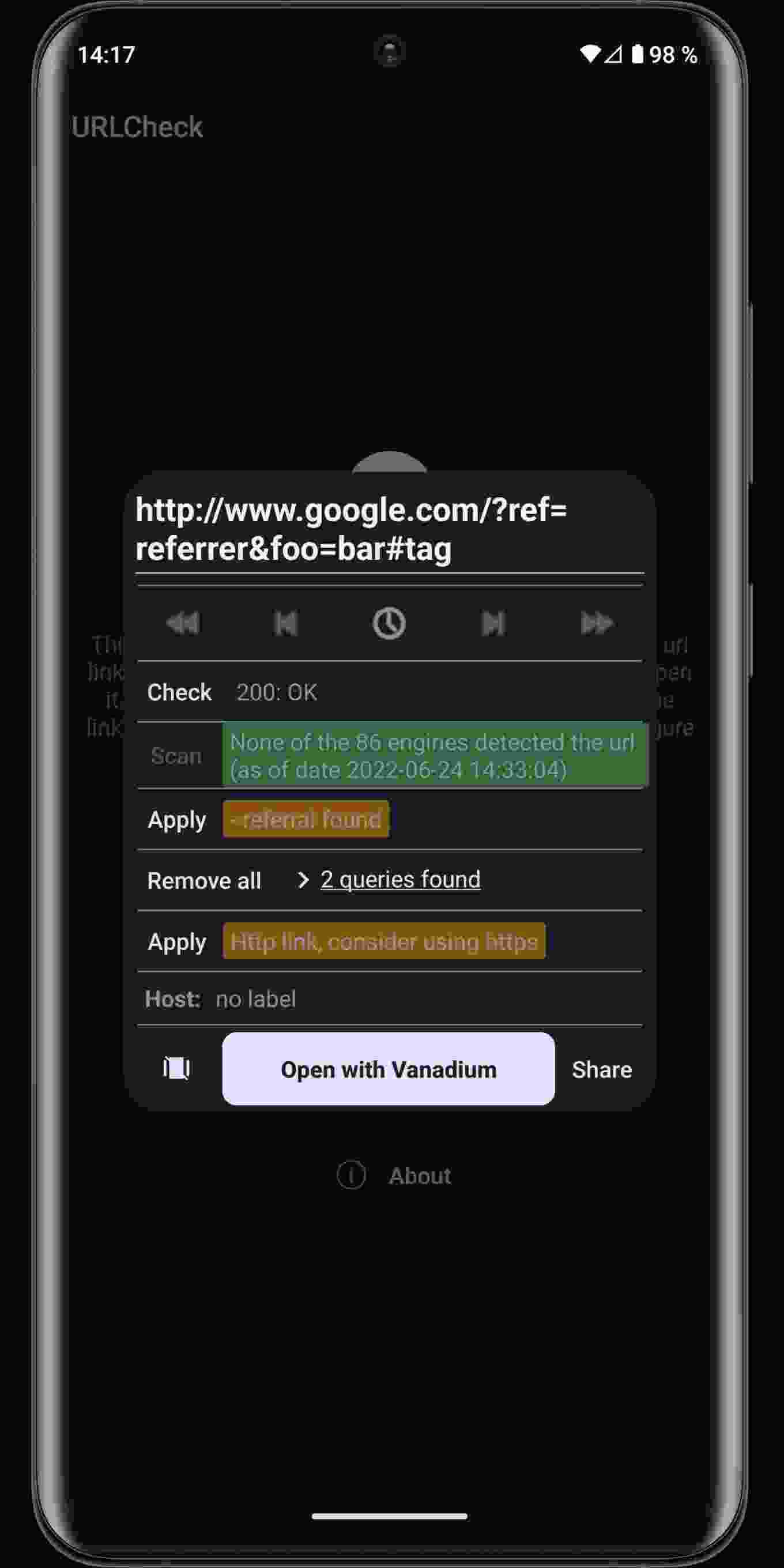 URLCheck screenshot