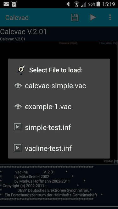 CALCVAC-VACLINE screenshot