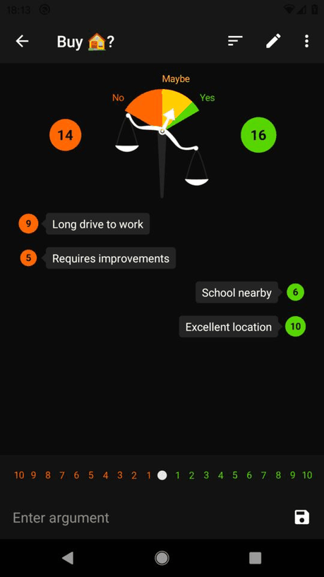 Decisions screenshot