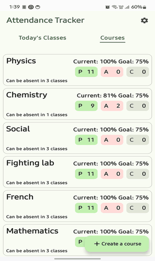 Self Attendance Tracker screenshot