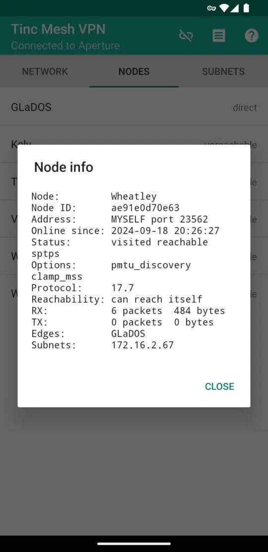 Tinc Mesh VPN screenshot
