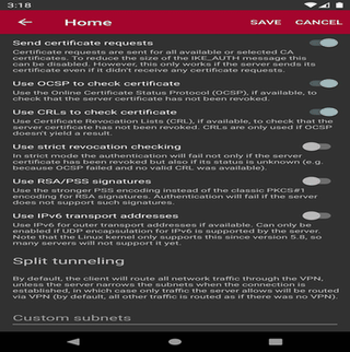strongSwan VPN Client screenshot