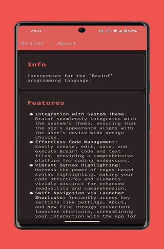 Brainf screenshot