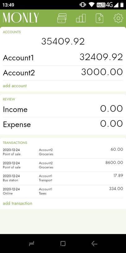 Monly screenshot