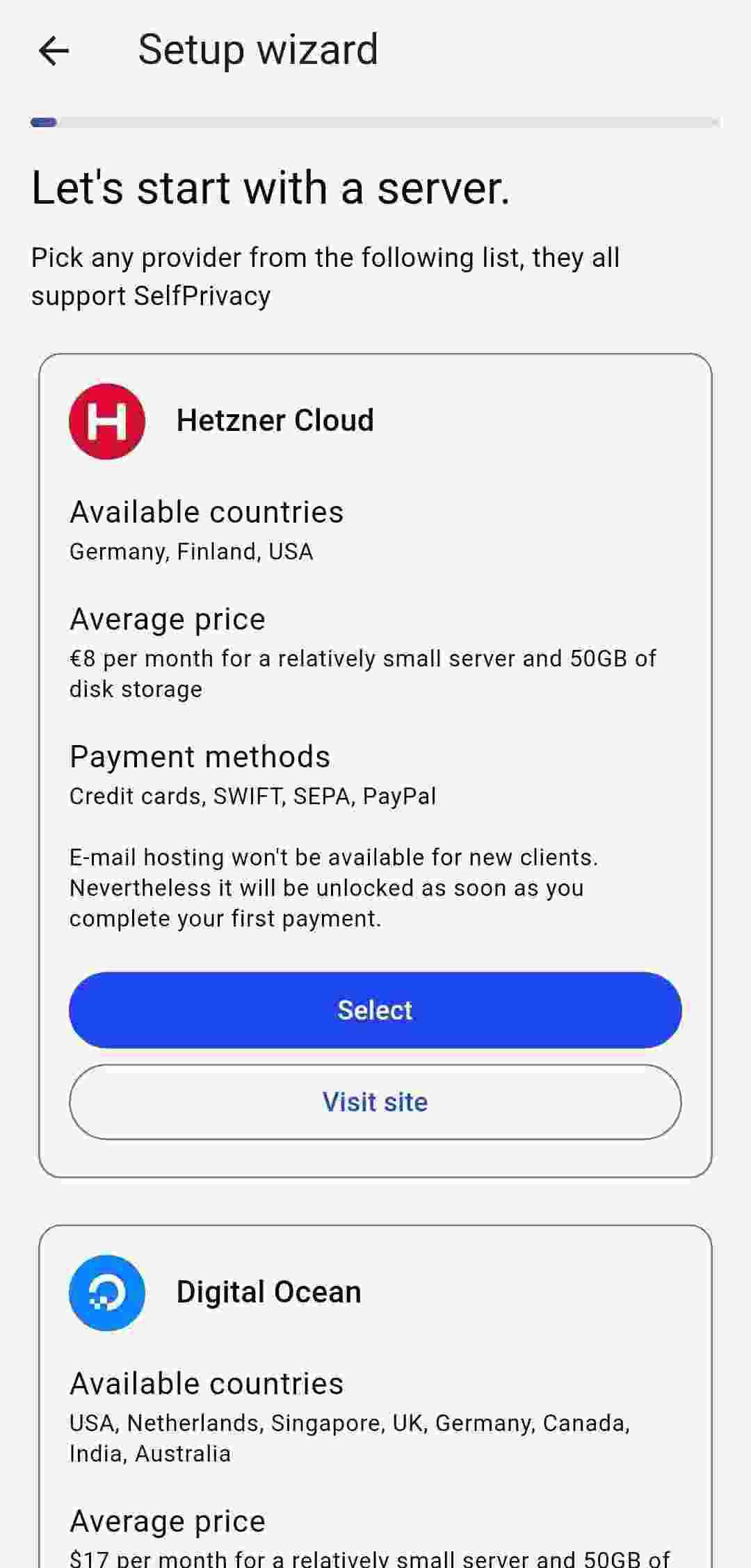 SelfPrivacy screenshot