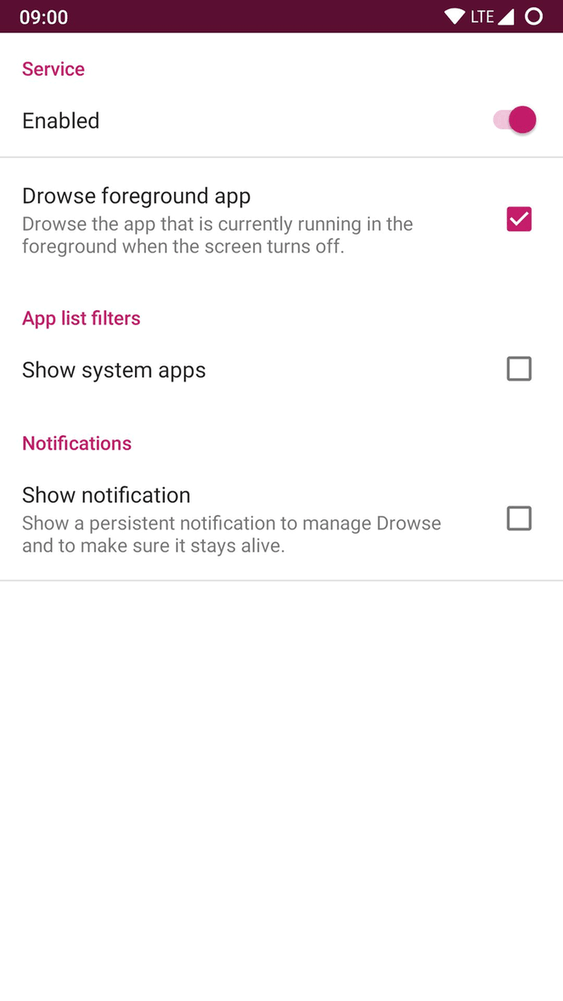 Drowser screenshot