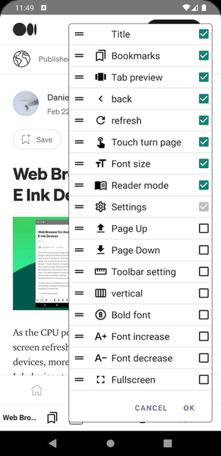 EinkBro screenshot
