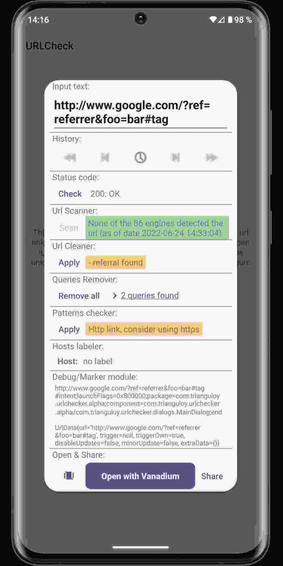 URLCheck screenshot