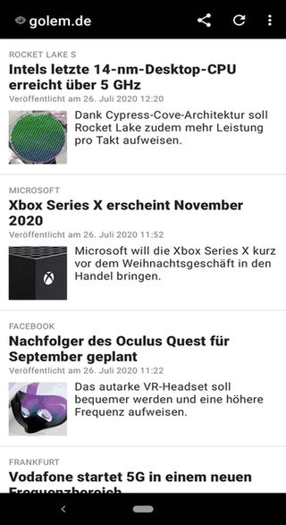 Unofficial Golem.de Reader screenshot