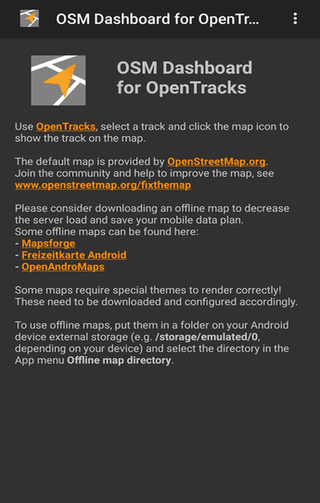 OSM Dashboard for OpenTracks screenshot