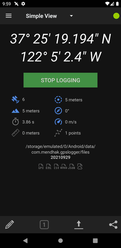 GPSLogger screenshot