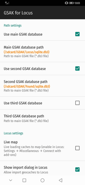 GSAK for Locus screenshot