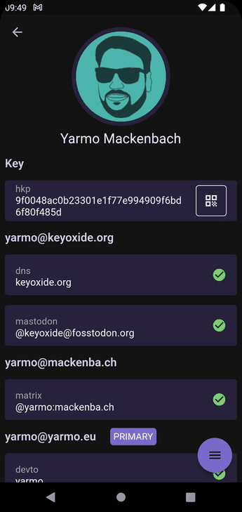 Keyoxide screenshot