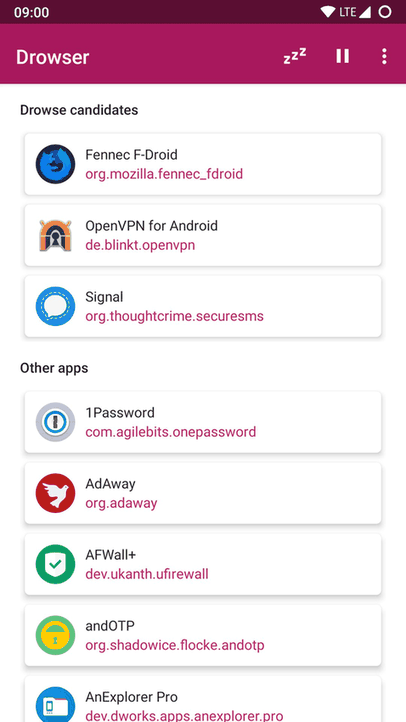 Drowser screenshot