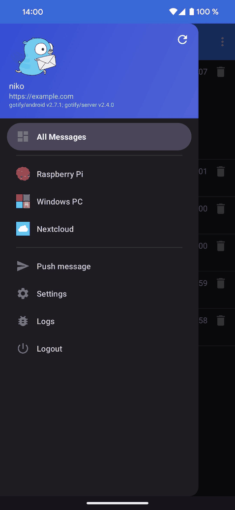 Gotify screenshot