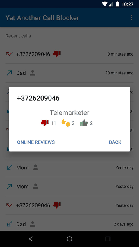 Yet Another Call Blocker screenshot