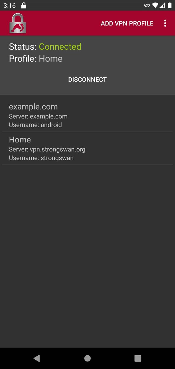 strongSwan VPN Client screenshot