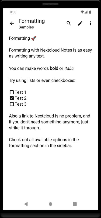 Nextcloud Notes screenshot
