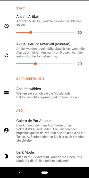 Unofficial Golem.de Reader screenshot