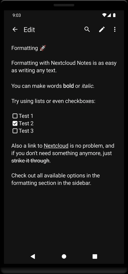 Nextcloud Notes screenshot
