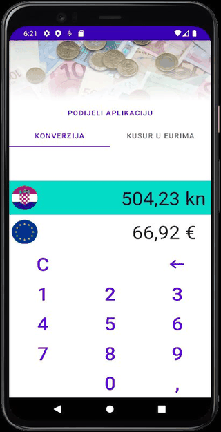 Euro konverter screenshot