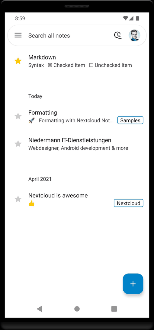 Nextcloud Notes screenshot