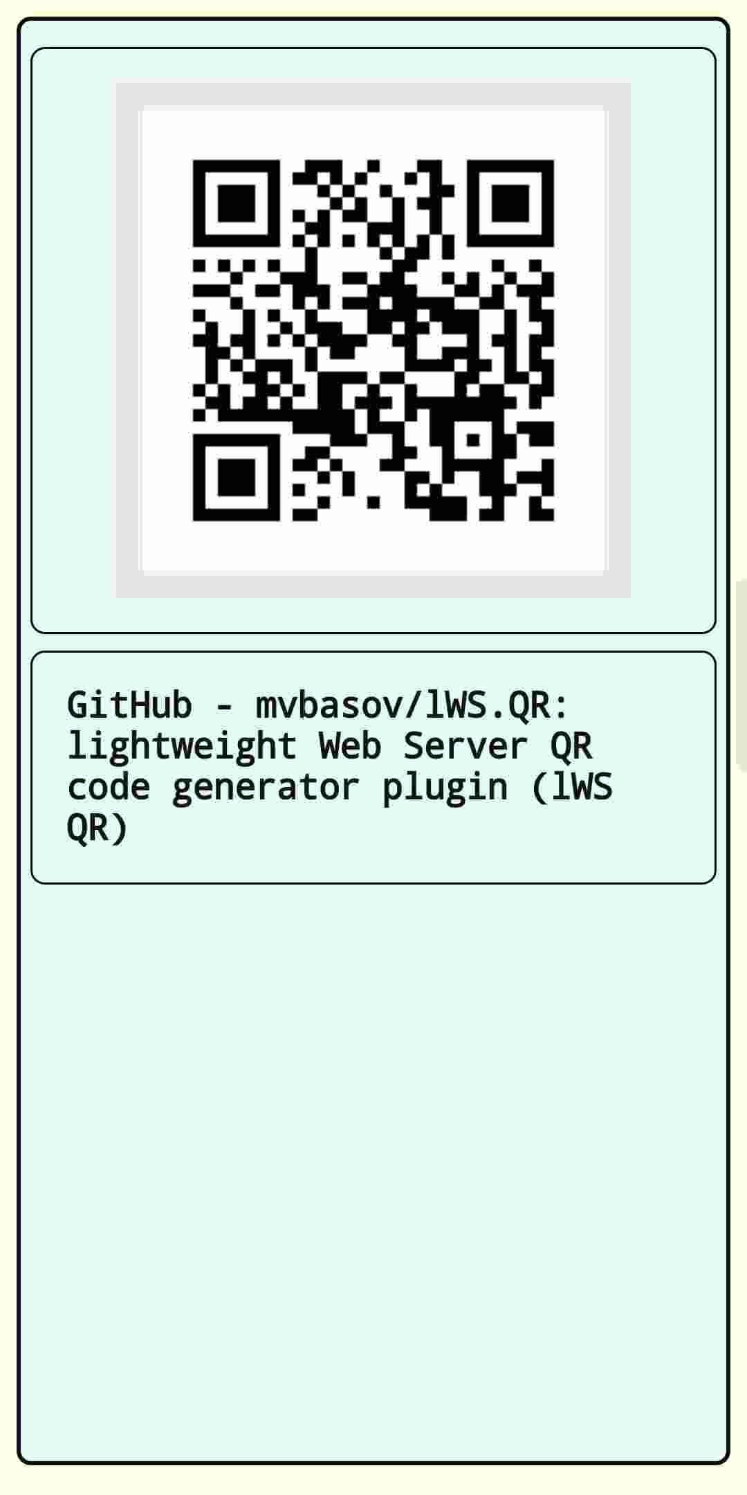 [lWS.QR] lightweight Web Server QR code screenshot